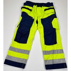 Blaklader 1609 X1600 High Vis Work Pants Mens 40x30 Navy Yellow Cargo Reflective